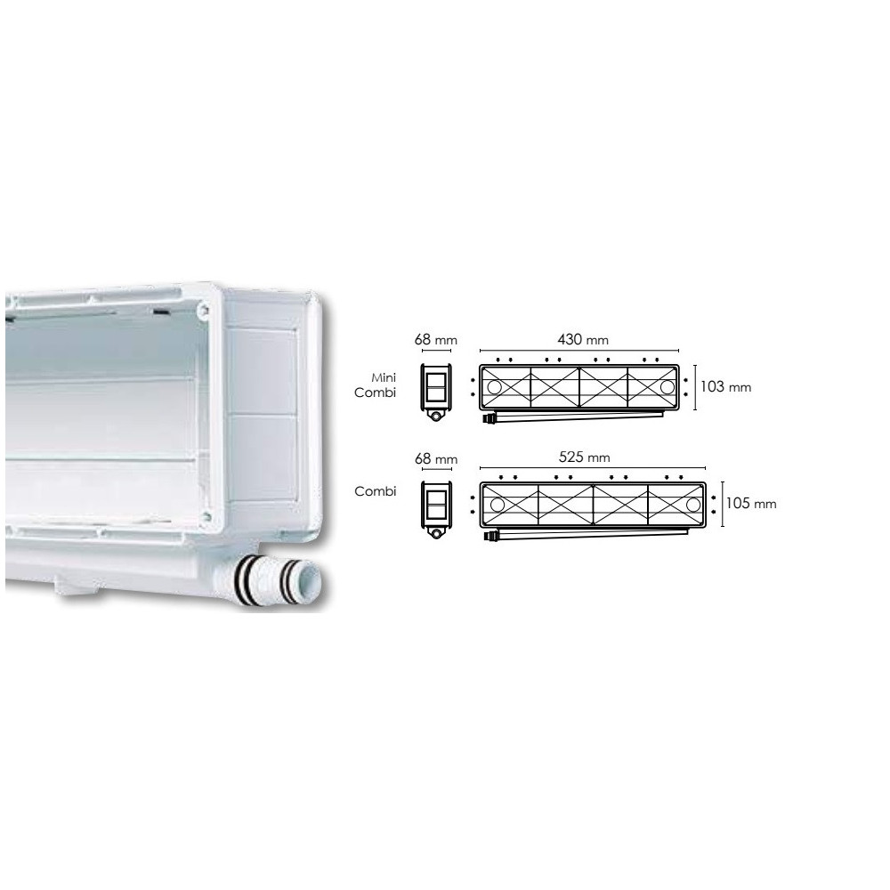 Potinkinė dėžutė 525x105x68 mm horizontalus išleidimas