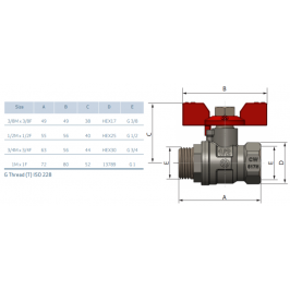 SENA ventilis 1/2" v/i trumpa rankena (153603)