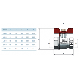 TURIA 3000 ventilis 1/2" v/v trumpa rankena (120608)