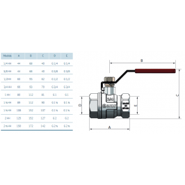 TURIA 3000 ventilis 1"1/2 v/v ilga rankena