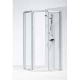 SOLID penkiakampė dušo kabina 90x90x195 cm aliuminio sp. profilis skaidrus stiklas SVP NK 99