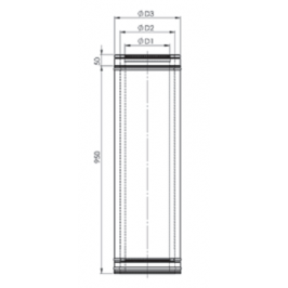 Trisienis dūmtraukis NPNPNPd.200/250/300 L-1 m dažytas