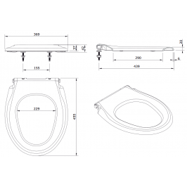 Unitazo dangtis Cetus su soft close ir clipoff funkcija baltas