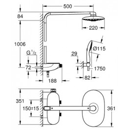 Termostatinė dušo sistema Rainshower System SmartControl 360 DUO balta spalva