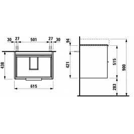 Laufen spintelė su dviem stalčiais praustuvui 810964