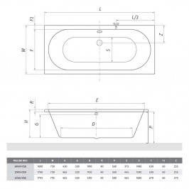 Vonia Malibu Neo 1600x750 mm balta