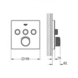 Virštinkinė termostatinio maišytuvo dalis Grohtherm SmartControl 3 valdikliai baltas