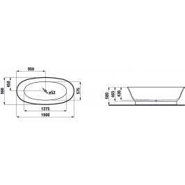 Laisvai pastatoma vonia THE NEW CLASSIC 190x90x58 cm Sentec su click-clack sifonu