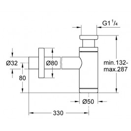 Praustuvo sifonas 1 1/4"  brushed hard graphite