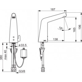 Bekontaktis praustuvo maišytuvas INSPERA maitinamas 6V baterija Bluetooth