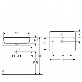 Praustuvas pastatomas VariForm 60 cm stačiakampis baltas
