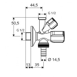 COMFORT SCHELL vent. kombinuotas1/2"x1/2"x3/4"