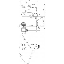 Ideal Standard Ceraplus praustuvo maišytuvas 18cm svirtimi su dugno vožtuvu