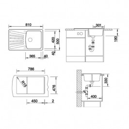 Plautuvė BLANCONOVA 45S 810x500 mm balta spalva