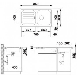 Plautuvė BLANCO FLEX PRO 45 S 860x480 mm nerūdijantis plienas