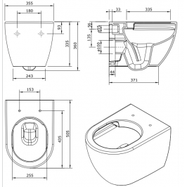 Pakabinamas unitazas SANIBOLD Rimflush (365x510x364mm) baltas